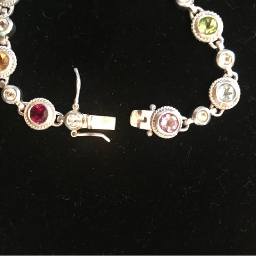 Sparkly Shiny Sterling Silver Multi Gem Bracelet 🎁💙💜💛💚🤍 - Picture 4 of 6